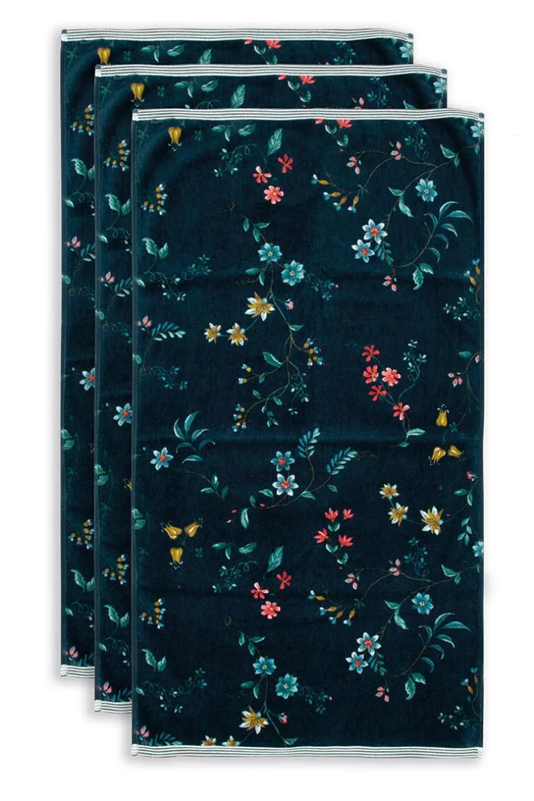 Badhanddoek Set/3 Les Fleurs Donker 55X100 Cm