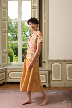 Blouse Korte Mouw Kyoto Festival Geel