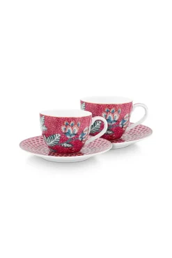 Flower Festival Set/2 Espresso Kop & Schotel Donker
