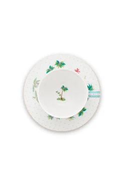 Jolie Set/2 Cappuccino Kop & Schotel Dots Gold