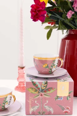 La Majorelle Set/2 Cappuccino Kop & Schotel Roze