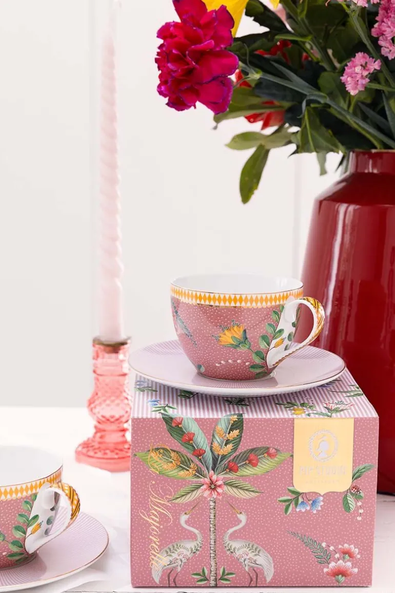La Majorelle Set/2 Cappuccino Kop & Schotel Roze
