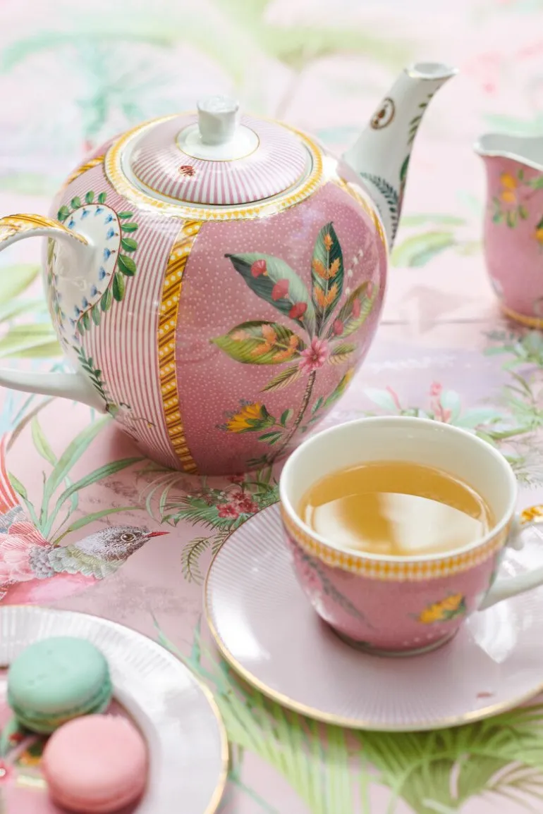 La Majorelle Set/2 Cappuccino Kop & Schotel Roze