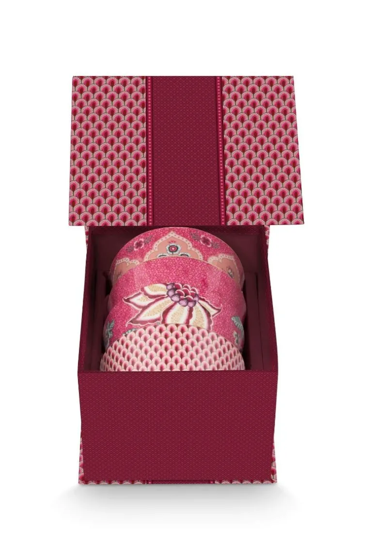 Oriental Flower Festival Set/4 Kommen Donker 12Cm
