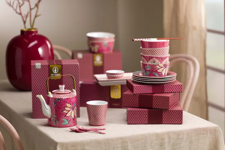 Oriental Flower Festival Set/4 Kommen Donker 12Cm