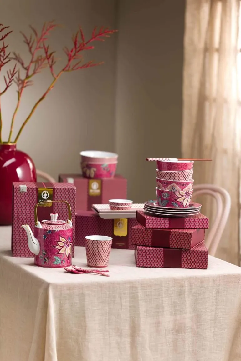 Oriental Flower Festival Set/4 Kommen Donker 12Cm