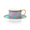 Pip Chique Stripes Cappuccino Kop & Schotel Roze/Groen