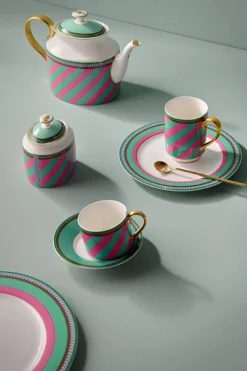 Pip Chique Stripes Cappuccino Kop & Schotel Roze/Groen