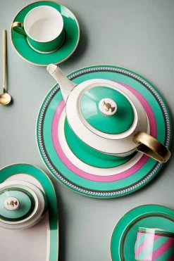 Pip Chique Stripes Cappuccino Kop & Schotel Roze/Groen
