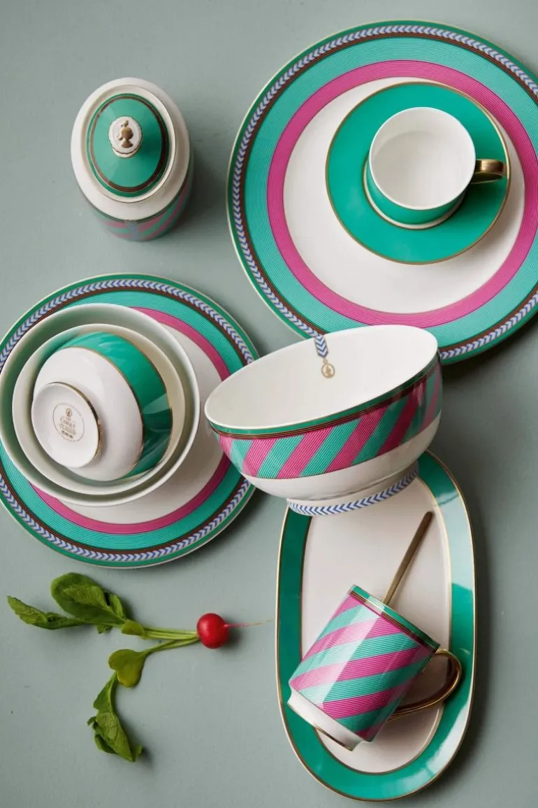 Pip Chique Stripes Dinerbord Roze/Groen 28Cm