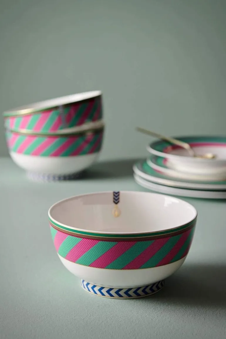Pip Chique Stripes Kom Roze/Groen 18Cm