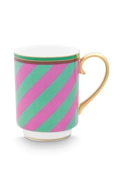 Pip Chique Stripes Mok Groot Roze/Groen 350Ml