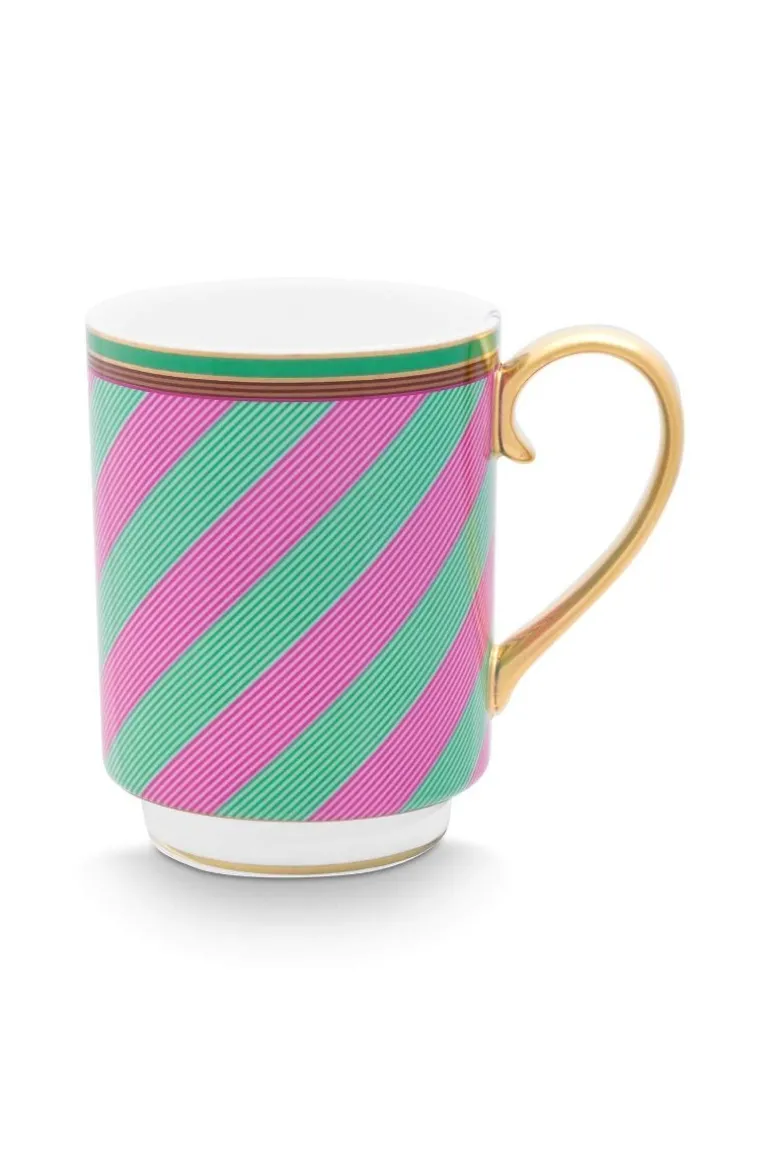 Pip Chique Stripes Mok Groot Roze/Groen 350Ml