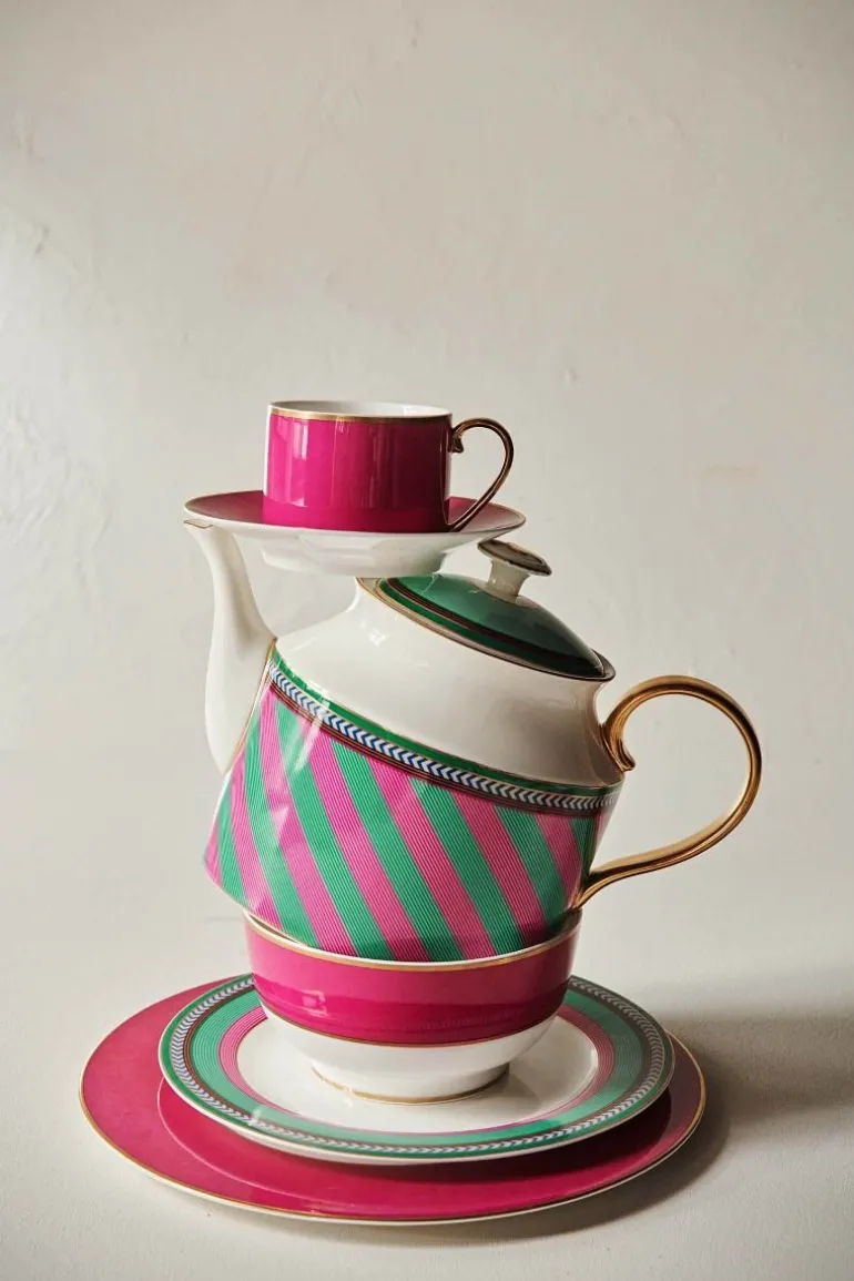 Pip Chique Stripes Ontbijtbord Roze/Groen 23Cm