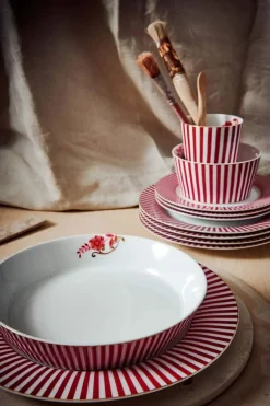 Royal Stripes Diep Bord Donkerroze 21.5Cm