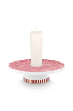 Royal Stripes Kaarshouder Bloemen Roze 14Cm