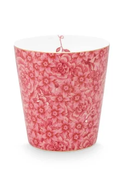 Royal Stripes Mok Bloemen Donkerroze