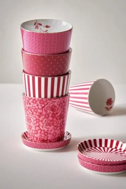 Royal Stripes Mok Bloemen & Theetip Donker