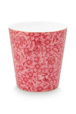 Royal Stripes Mok Bloemen Donkerroze