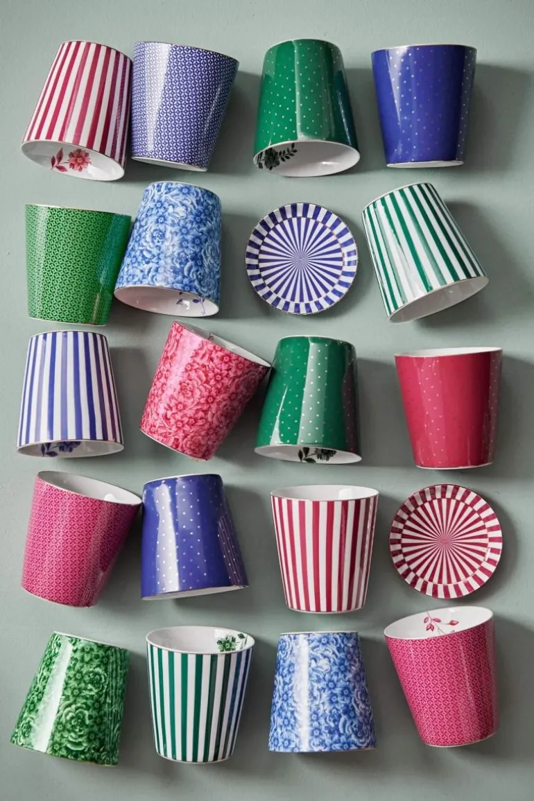 Royal Stripes Mok Bloemen & Theetip Donker