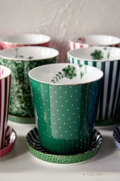 Royal Stripes Mok Stippen & Theetip Groen