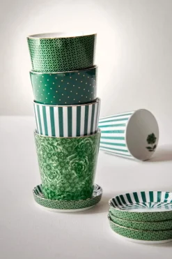 Royal Stripes Mok Stippen & Theetip Groen