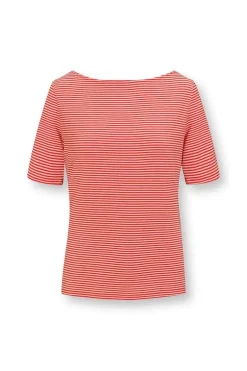 Top Korte Mouw Little Sumo Stripe Koraal