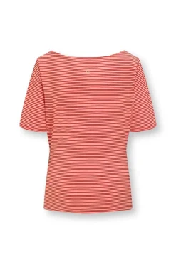 Top Korte Mouw Little Sumo Stripe Koraal