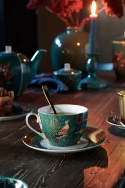 Winter Wonderland Set/2 Cappuccino Kop & Schotel Groen